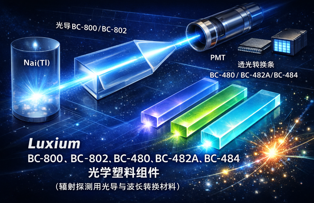 Luxium BC-800,BC-802,BC-480,BC-482A,BC-484光學塑料組件(輻射探測用光導與波長轉換材料)